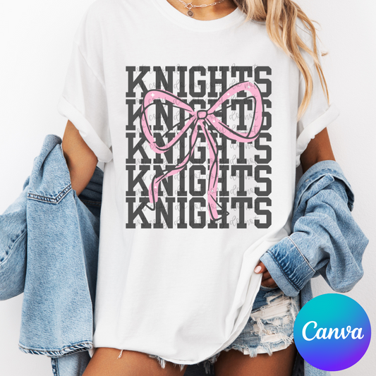 Stacked Mascot with Bow Canva Template