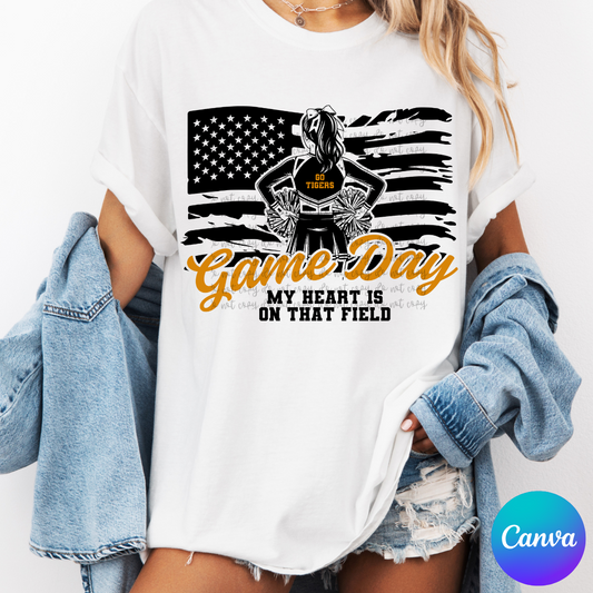 Cheerleader Flag Game Day Canva Template