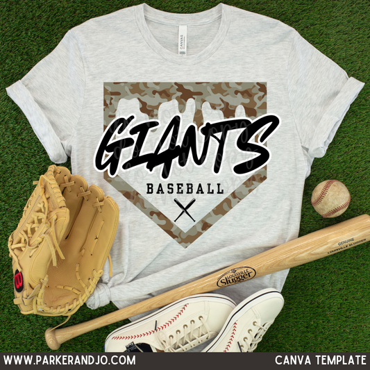 Simple Camo Drip Baseball Canva Template