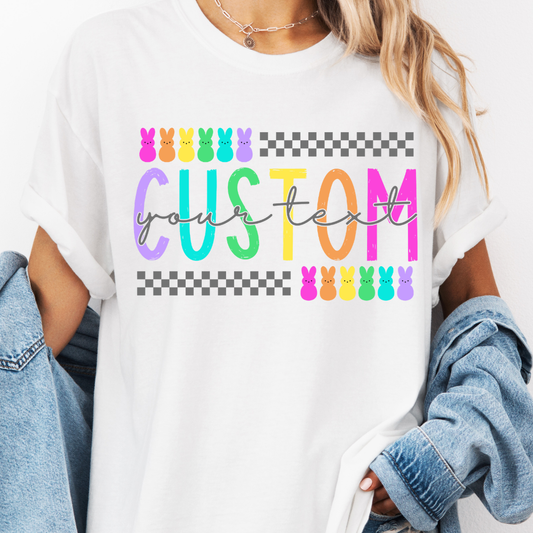 Easter Peeps Checkered Custom Editable Canva Template