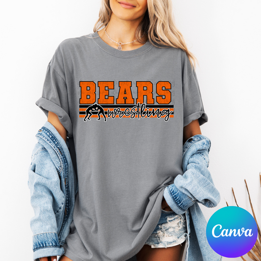 Mascot Wrestling Line Canva Template