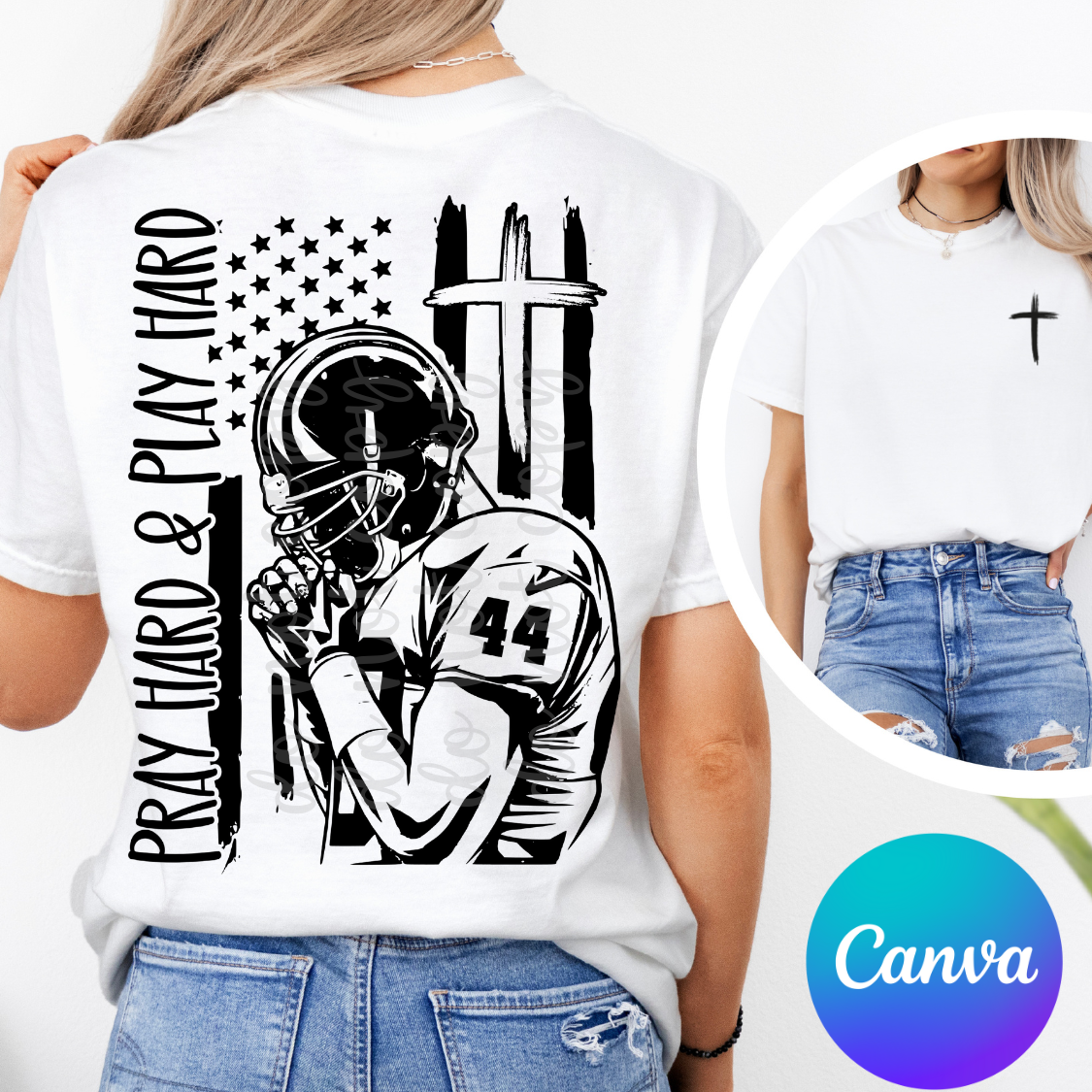 Pray Hard and Play Hard Football Canva Template