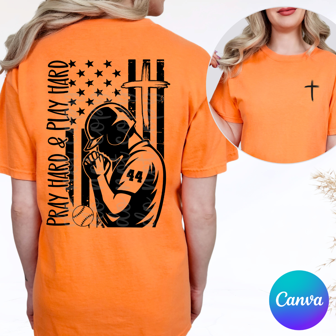 Pray Hard and Play Hard Baseball Canva Template