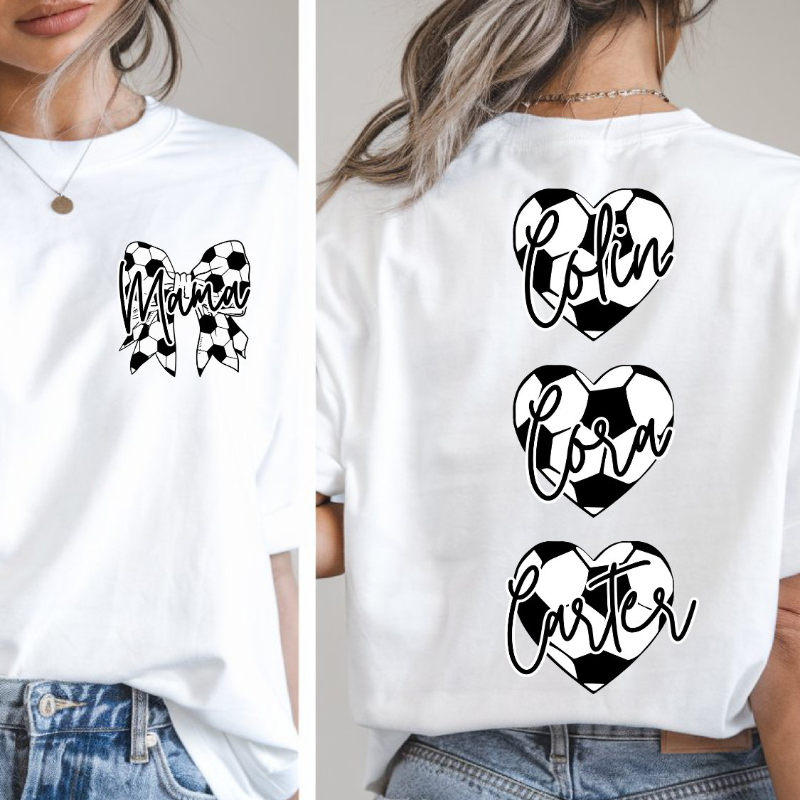 Soccer Mama Bow Hearts Editable Template