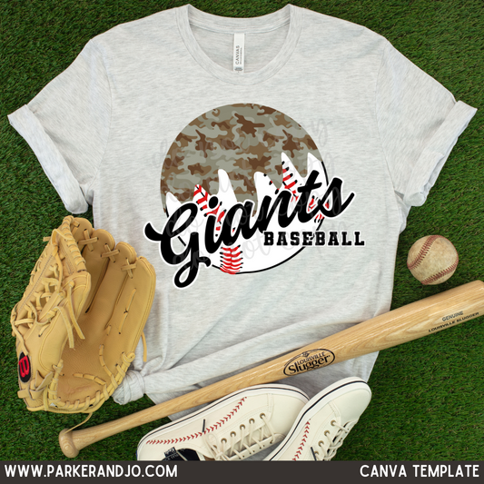 Camo Drip Baseball Canva Template