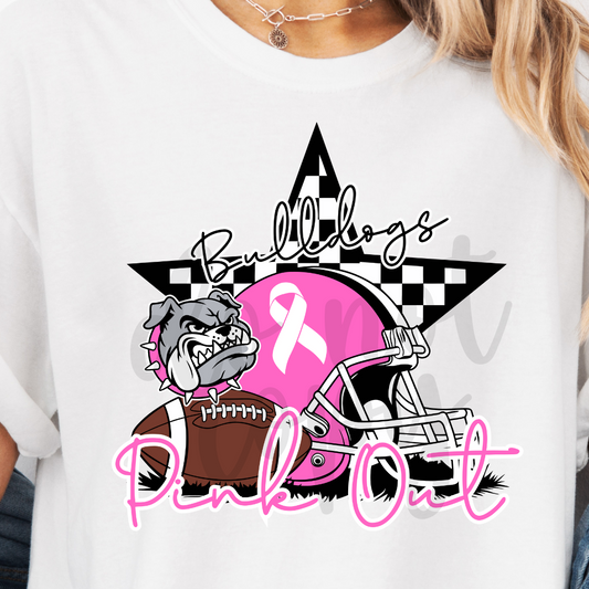 Pink Out Checkered Football Helmet Canva Template