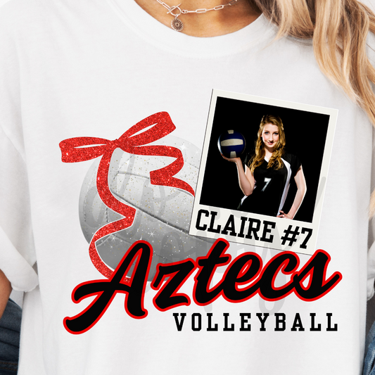 Glitter Volleyball Bow Polaroid Photo Template
