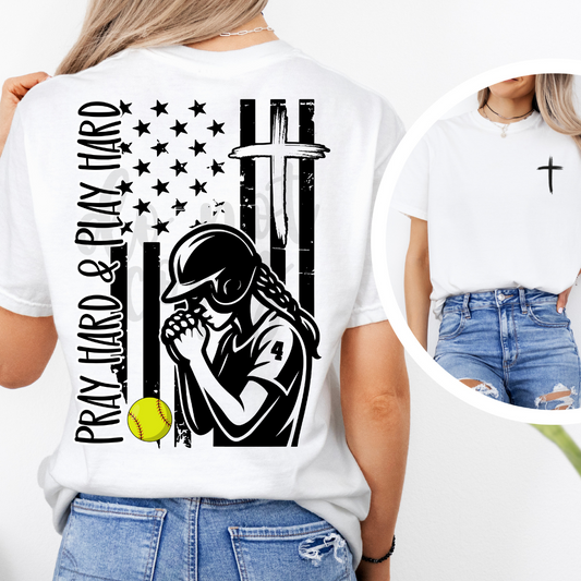 PRAY HARD AND PLAY HARD softball CANVA TEMPLATE