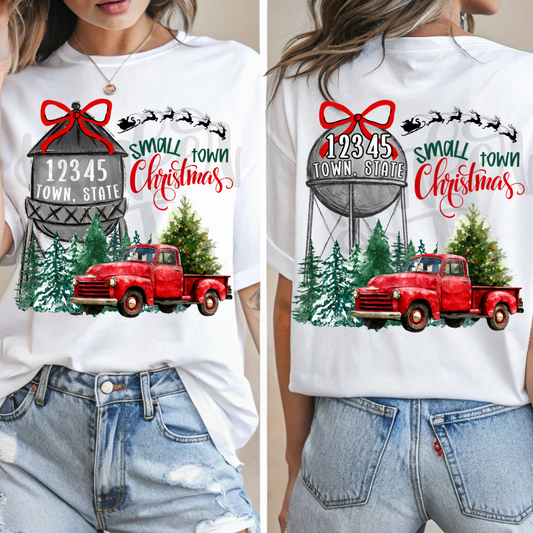 Small town christmas water tower canva template