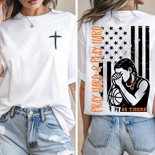 PRAY HARD AND PLAY HARD girls basketball CANVA TEMPLATE