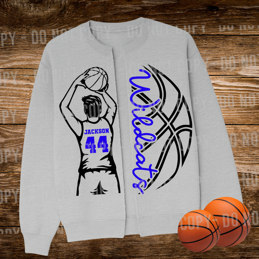 Basketball Girl and Boy Split Sweatshirt Editable Canva Template