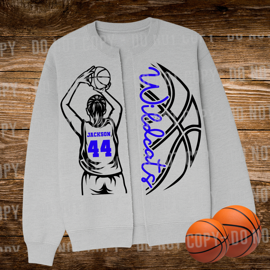 Basketball Girl and Boy Split Sweatshirt Editable Canva Template