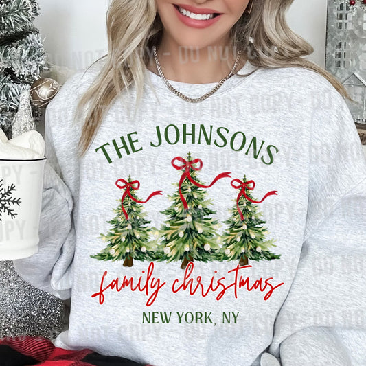 3 trees family christmas editable canva template