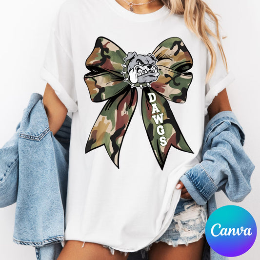 Camo Bow Canva Template