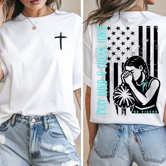 PRAY HARD AND PLAY HARD cheer CANVA TEMPLATE