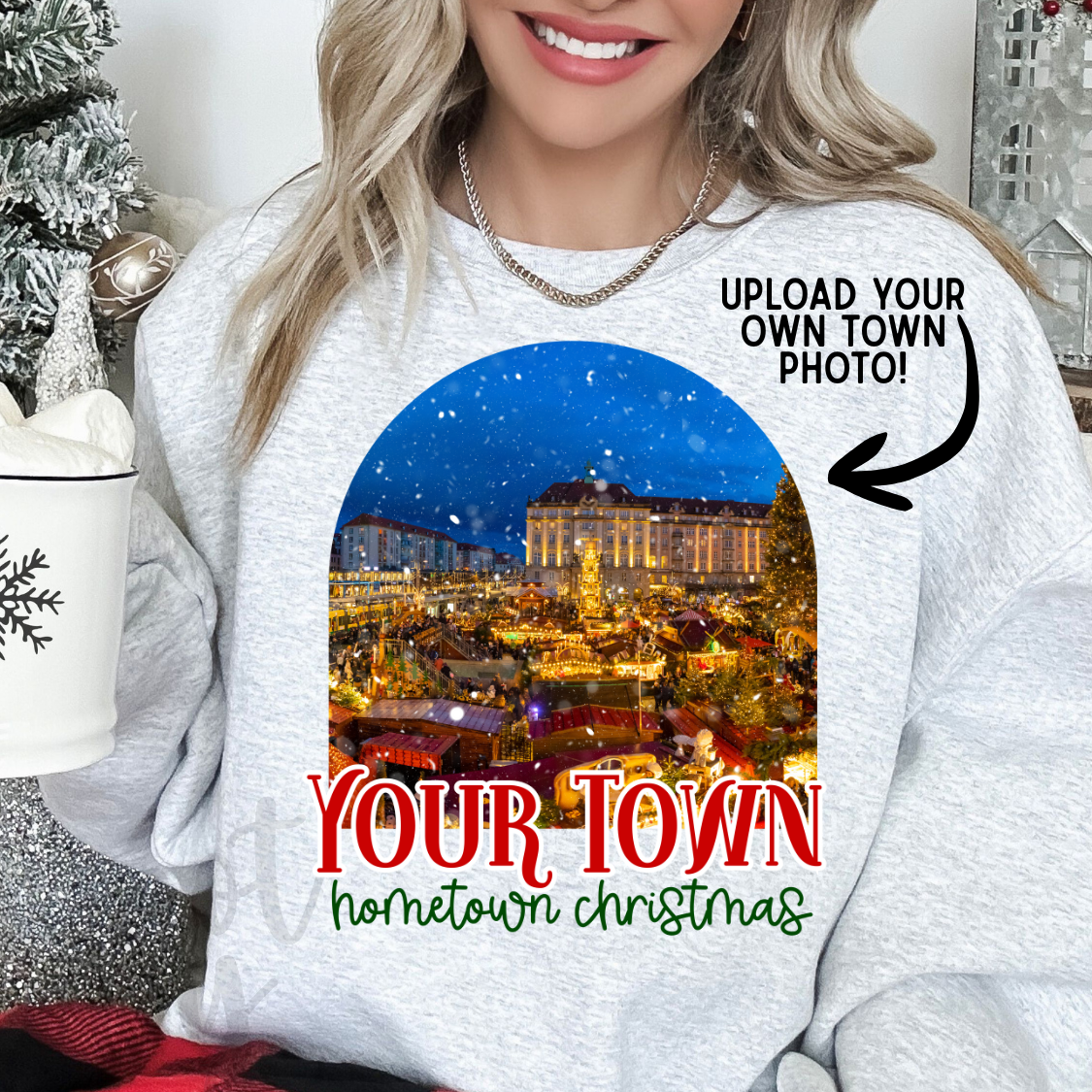 Hometown Christmas Photo Frame Editable Canva Template