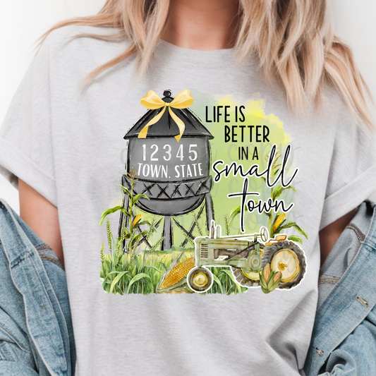 Small Town Green Tractor Corn Field Canva Template