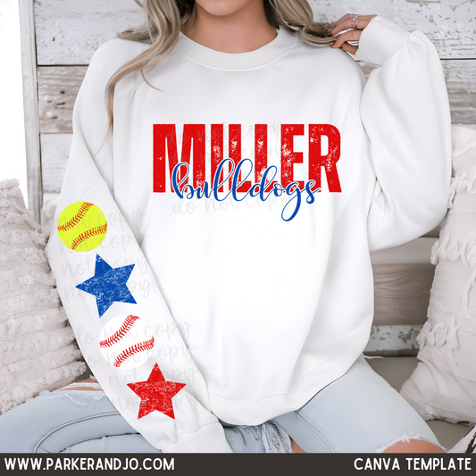 Baseball and or Softball Stars Team Custom Canva Template