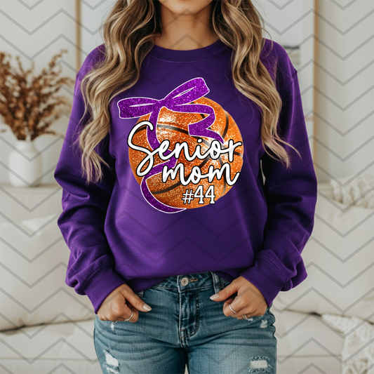 Basketball Glitter Bow Senior Mom Editable Canva Template