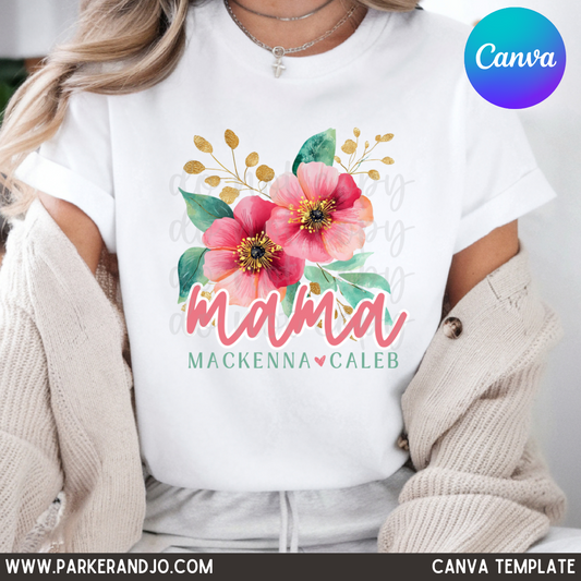 Watercolor Floral Mama Custom Canva Template