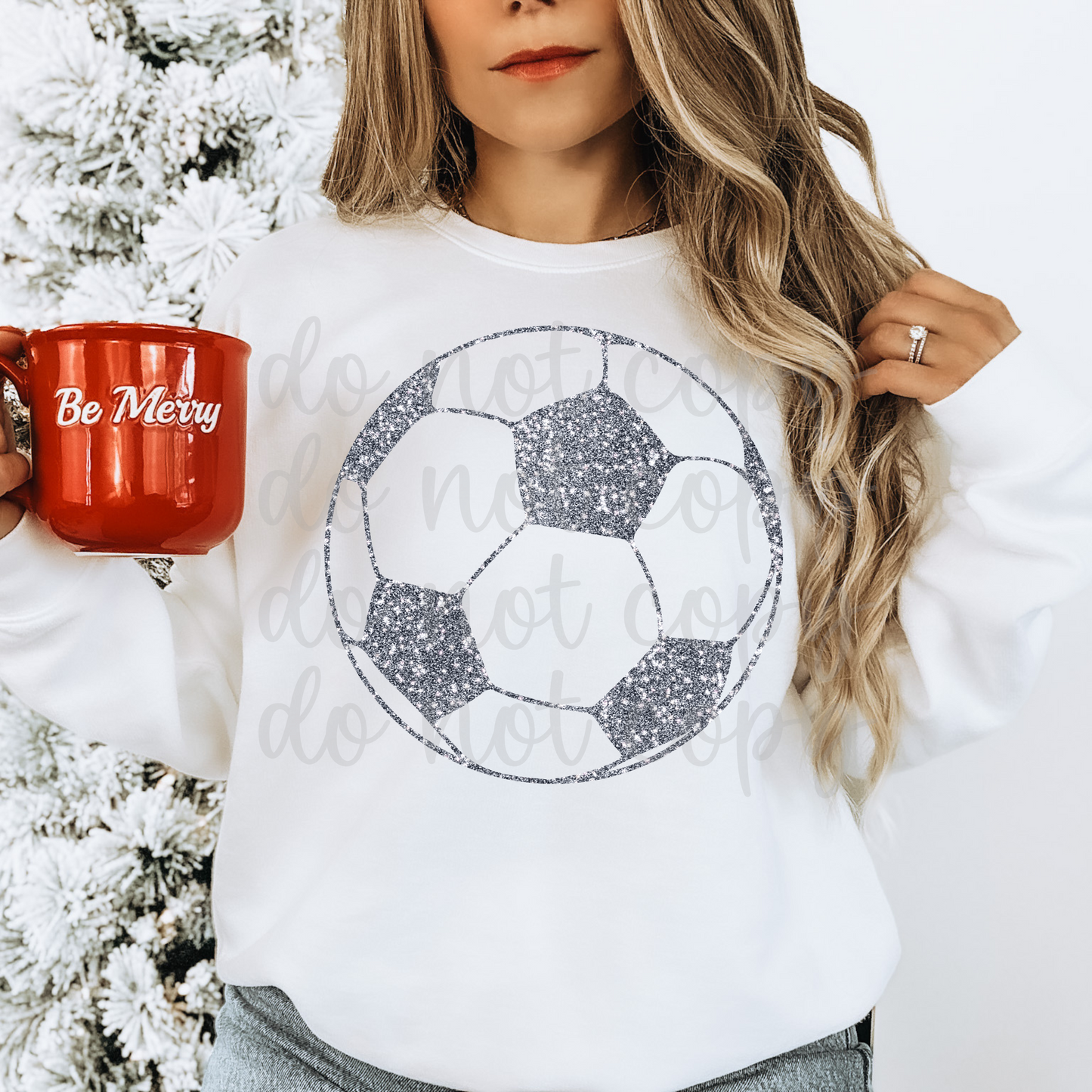 Silver Faux Glitter Soccer Ball PNG