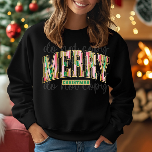 Merry Christmas Pink, Green Gold PNG