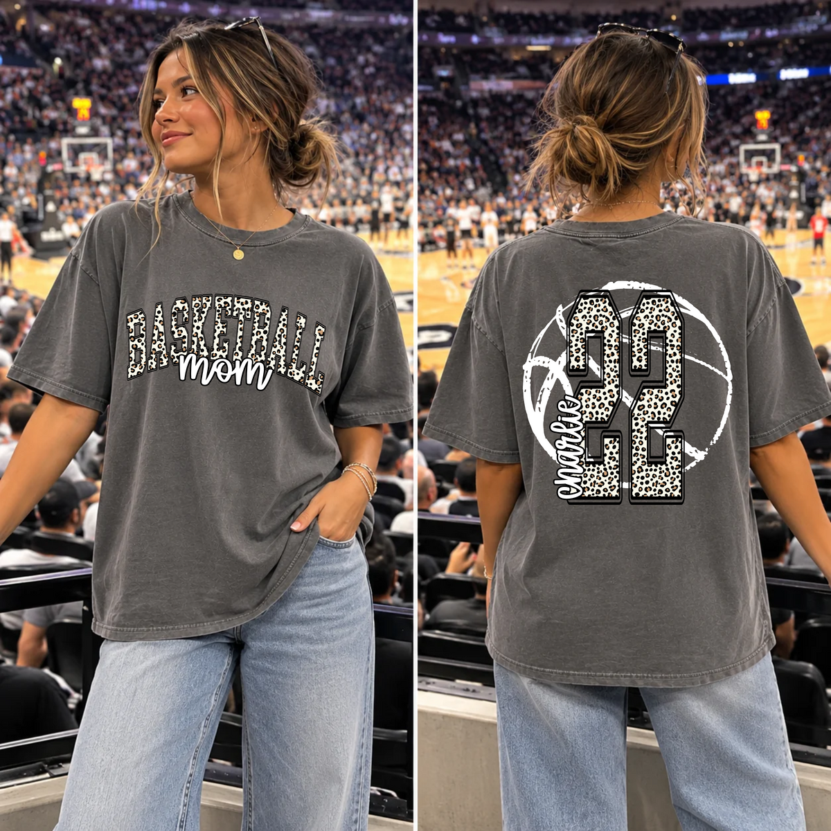 Leopard Print Basketball Mom Editable Template | includes blank mockup