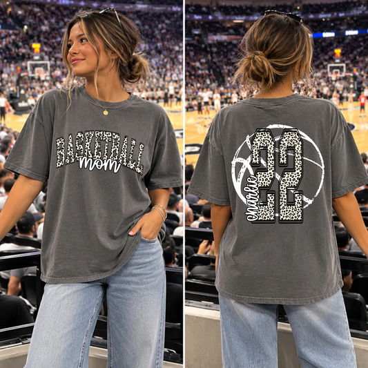 Leopard Print Basketball Mom Editable Template | includes blank mockup
