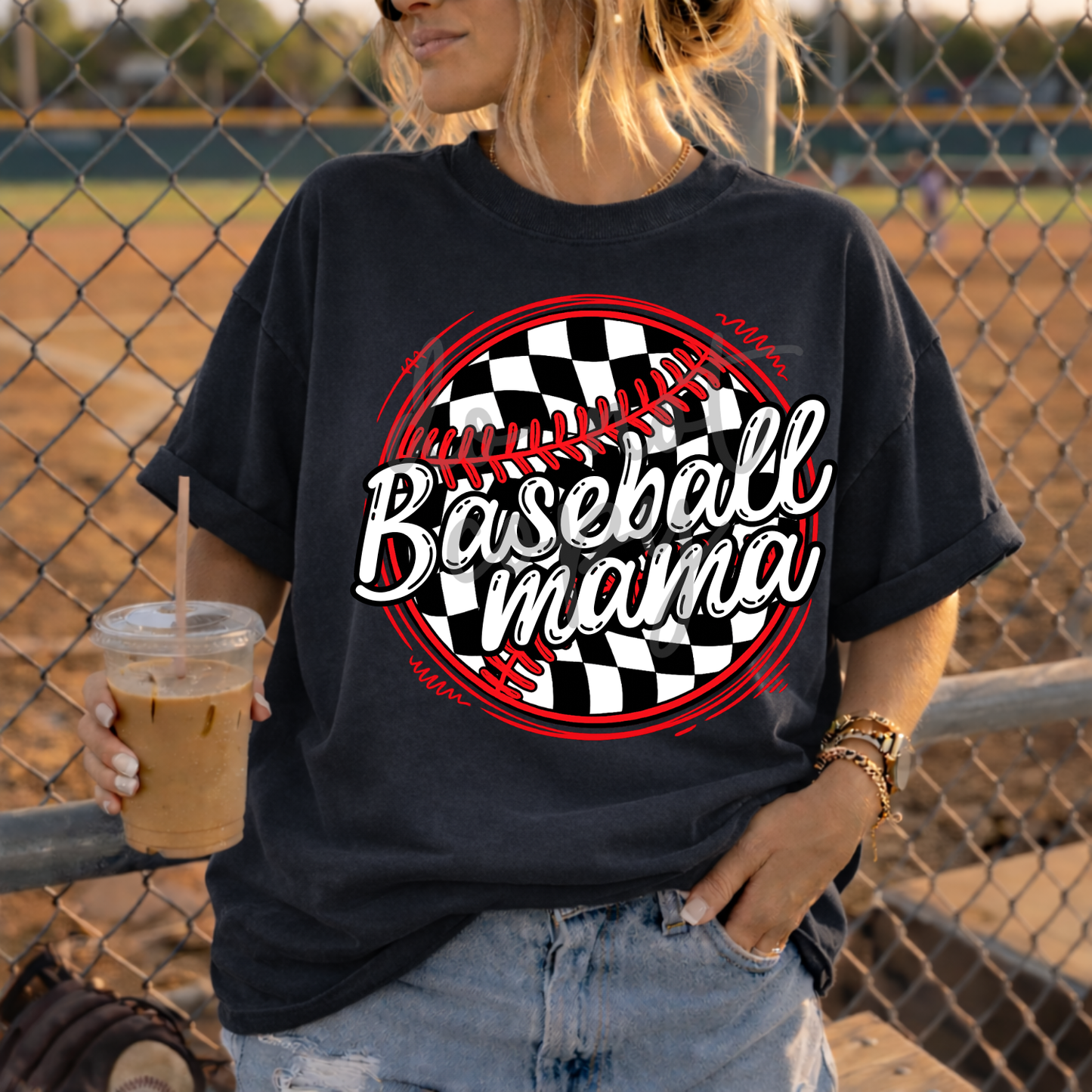 Retro Checkered Baseball Editable Template