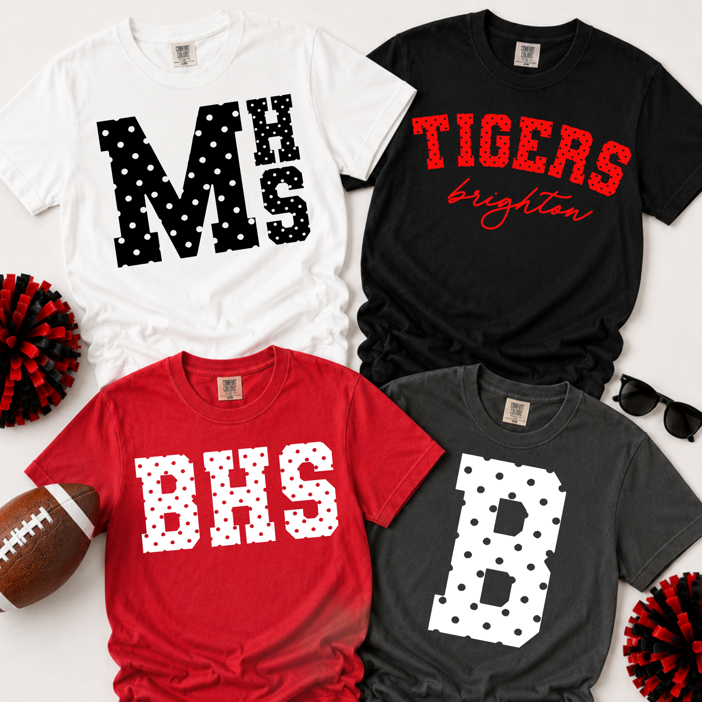 POLKA DOT VARSITY EDITABLE TEMPLATE | *blank mockup included