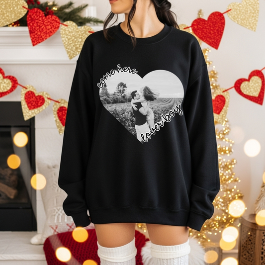 Come Here Lover Boy Heart Editable Photo Canva Frame Template