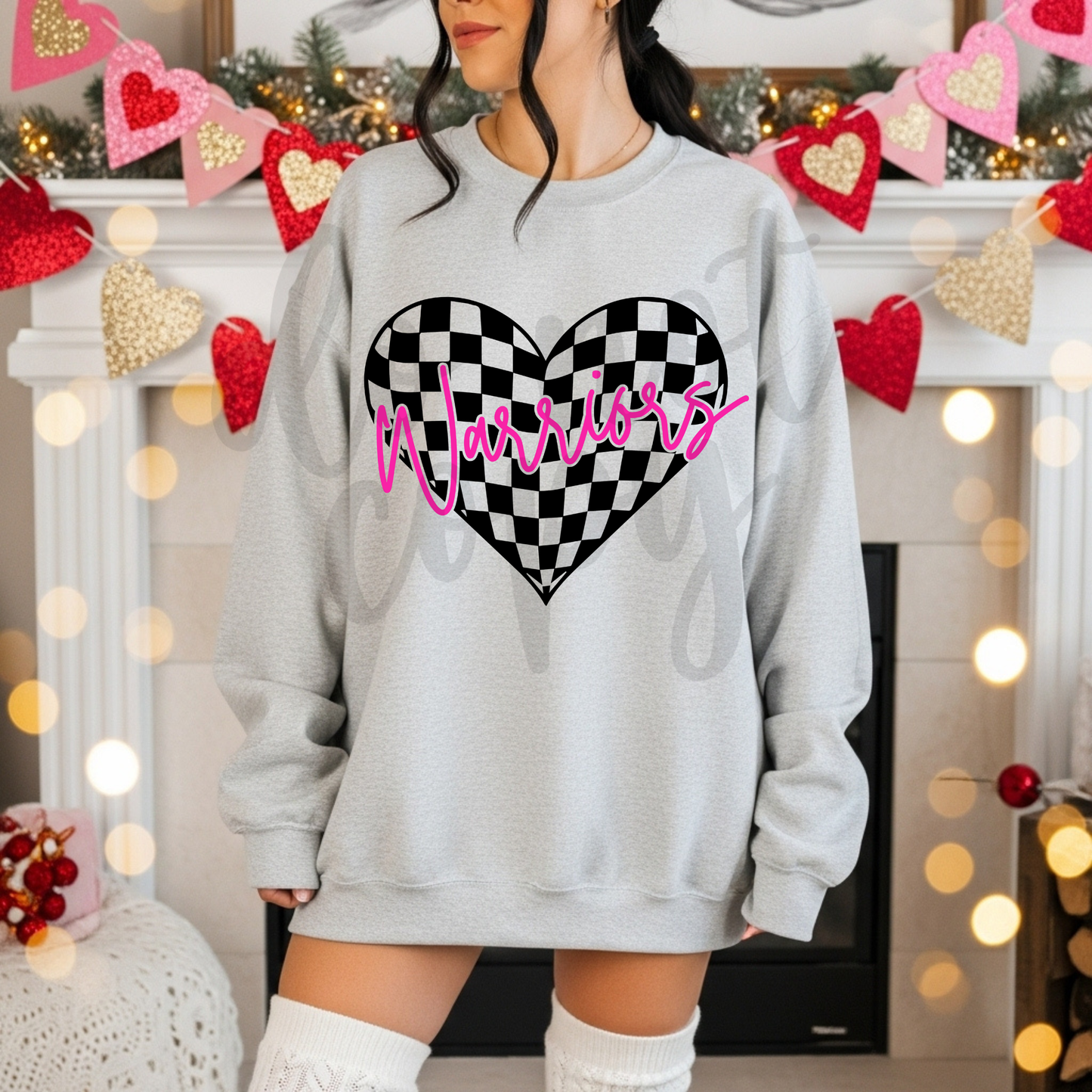 Checkered Heart Mascot Editable Canva Template