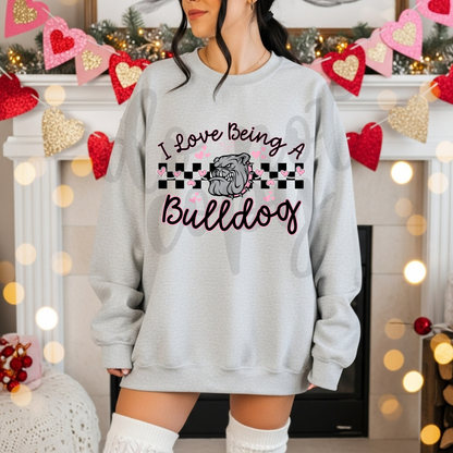 I Love Being a Mascot Checkered Editable Canva Template (incudes red & pink)