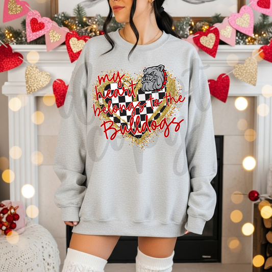 my heart belongs to the mascot checkered editable canva template