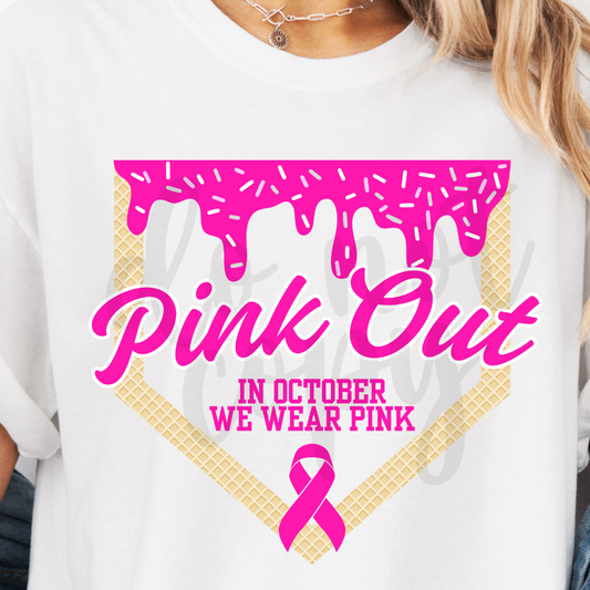Pink Out, In October, We Wear Pink Baseball Drip png