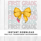 First Grade Teacher Coquette Bow Pencil Grade Level PNG File