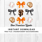 San Francisco Giants Trendy Coquette Bow Baseball PNG File