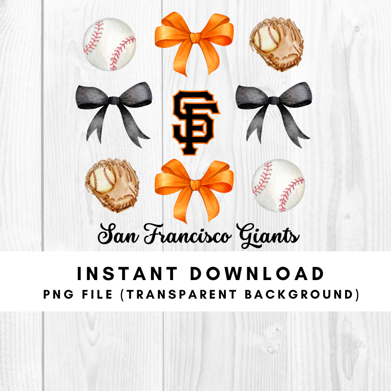 San Francisco Giants Trendy Coquette Bow Baseball PNG File