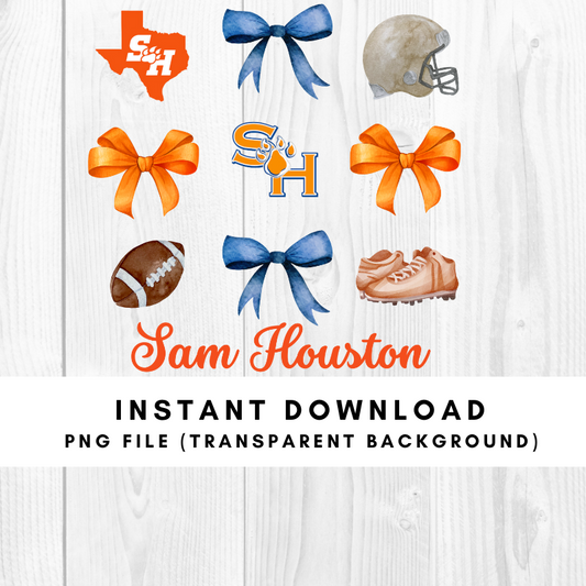 Sam Houston Trendy Coquette Bow Football PNG File