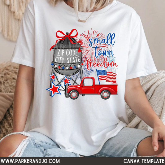 Small Town Freedom Custom Zip Code, City, State Canva Template