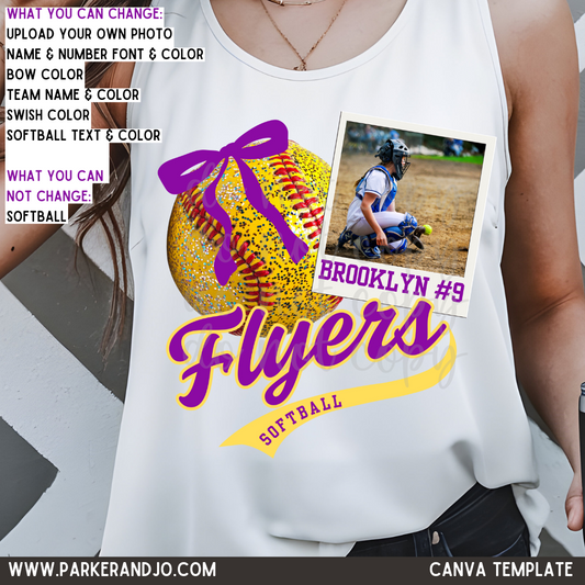 Custom Softball Polaroid Canva Template