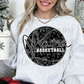 Black Faux Glitter Animal Print Basketball Mama PNG