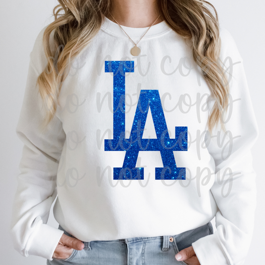 LA Initials Baseball Faux Glitter PNG