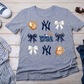 NY Baseball Faux Glitter Bows PNG