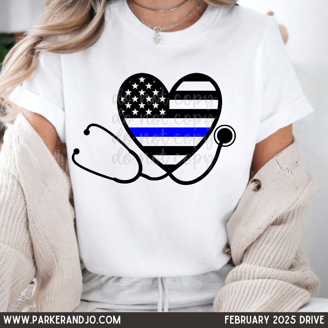 Thin Blue Line Heart Stethoscope png