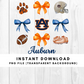 Auburn Tigers Trendy Coquette Bow Football PNG File