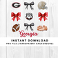 University of Georgia Bulldogs UGA Trendy Coquette Bow Football PNG File