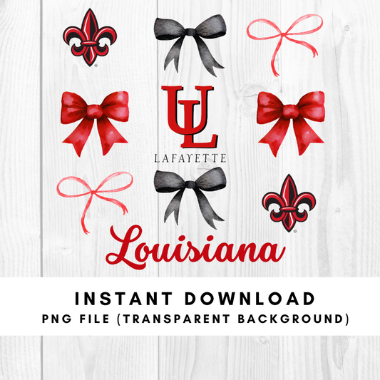 University of Louisiana at Lafayette Trendy Coquette Bow Football PNG File