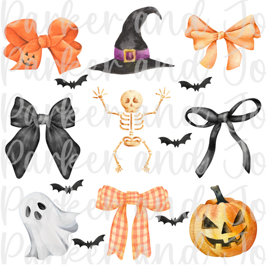 Halloween Watercolor Coquette Bow PNG File