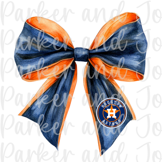 Houston Astros Watercolor Bow PNG